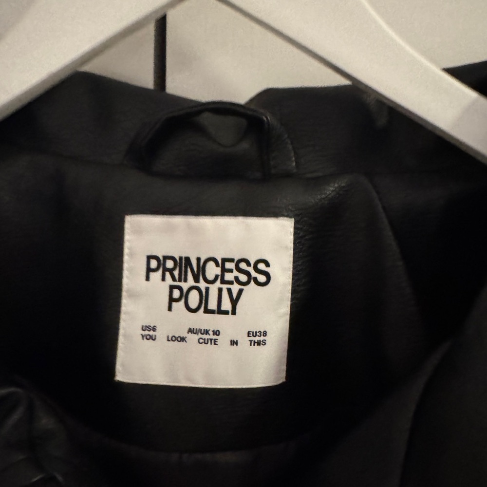 Black Princess Polly Black Faux Leather Jacket Like New - Picture 2 of 4